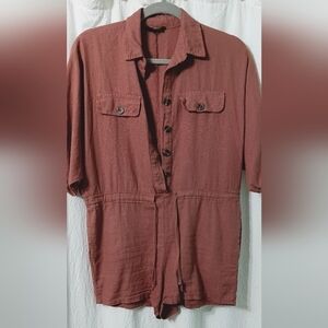 AE Studio Rust color Button Front Utility Romper Size XS